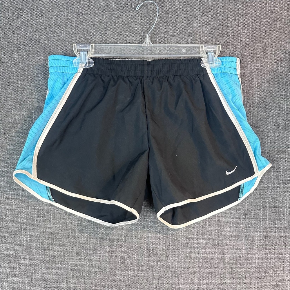 Nike Running Shorts Women Black Blue White Trim Dri Fit‎ Athletic Gym Workout